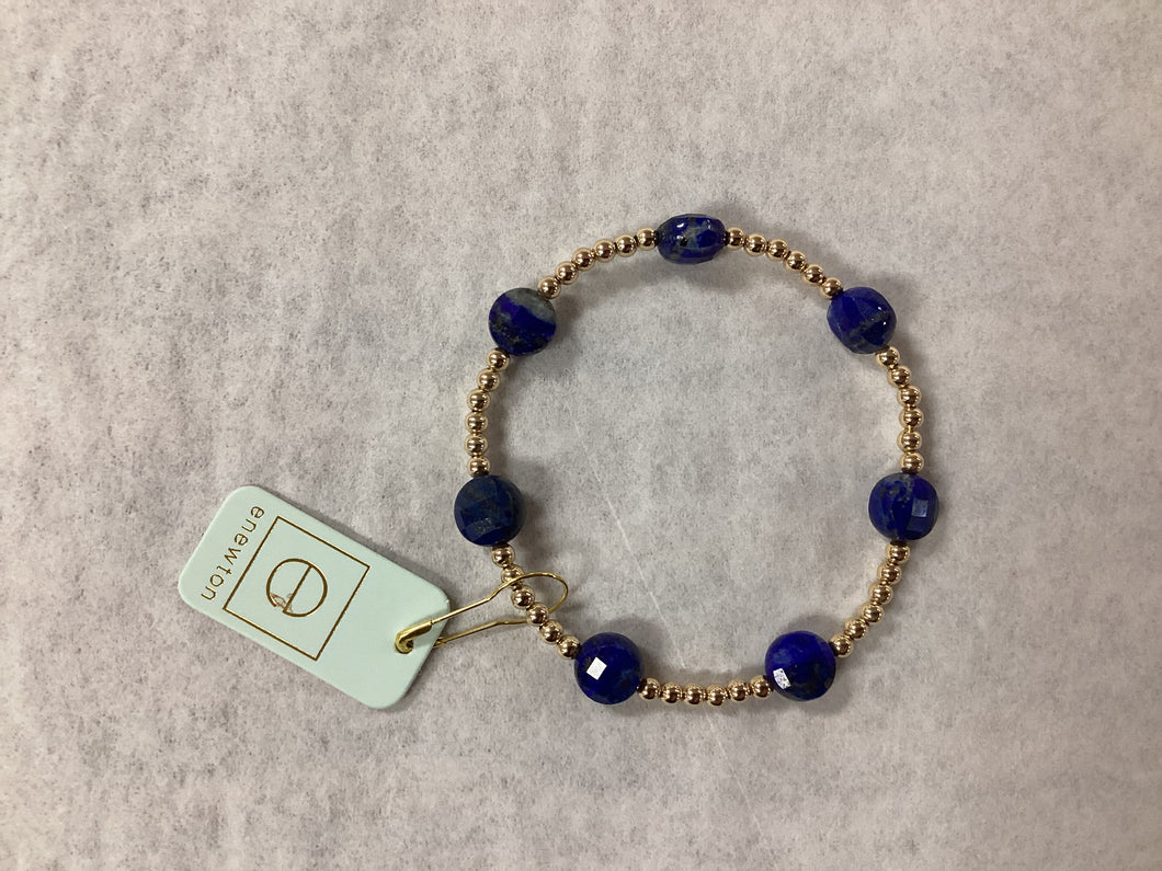 E Newton Admire Gold 3mm Bead Bracelet Lapis