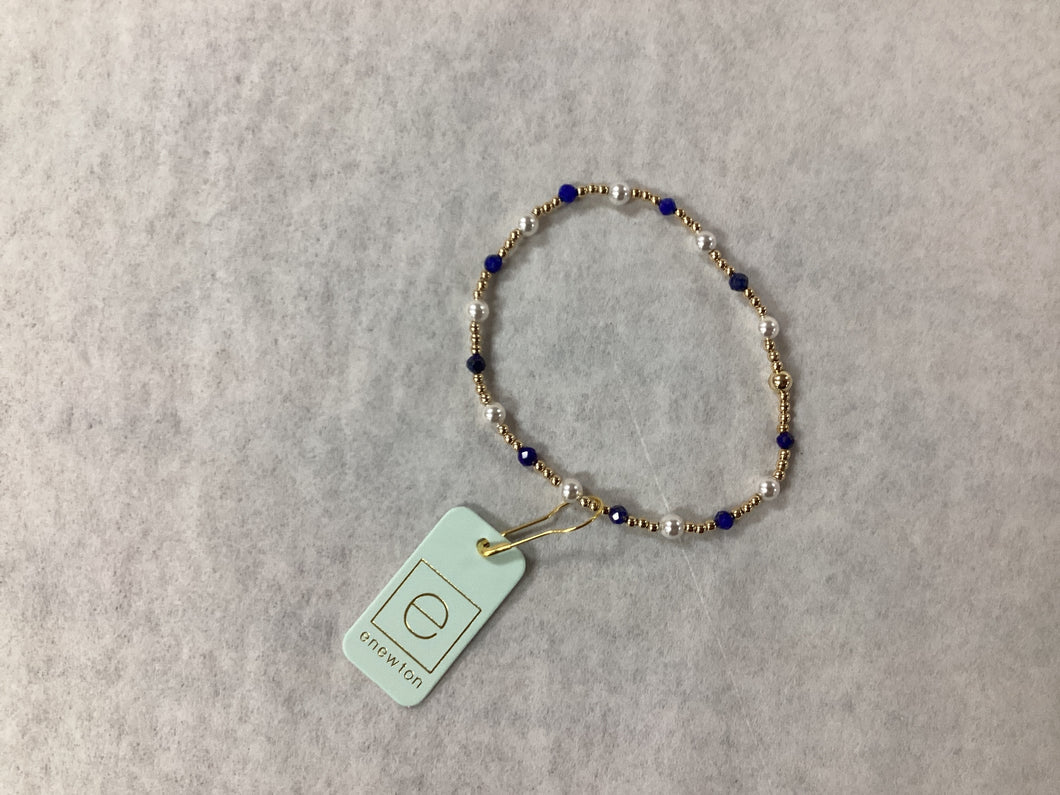 E Newton Pearl Sincerity Pattern 4mm Bead Bracelet Lapis