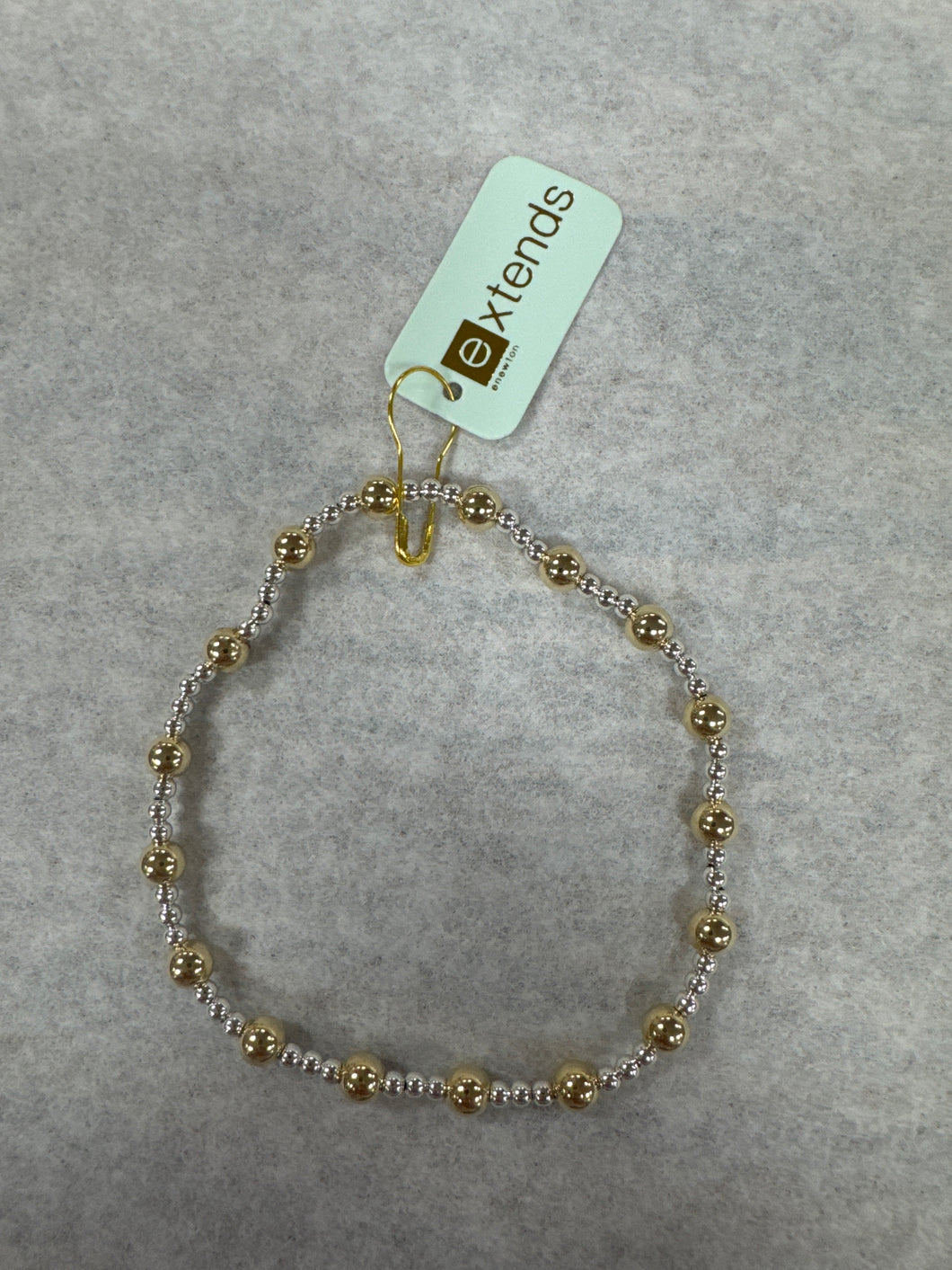 Extends Classic Sincerity Pattern 5mm Bead Bracelet Mixed Metal