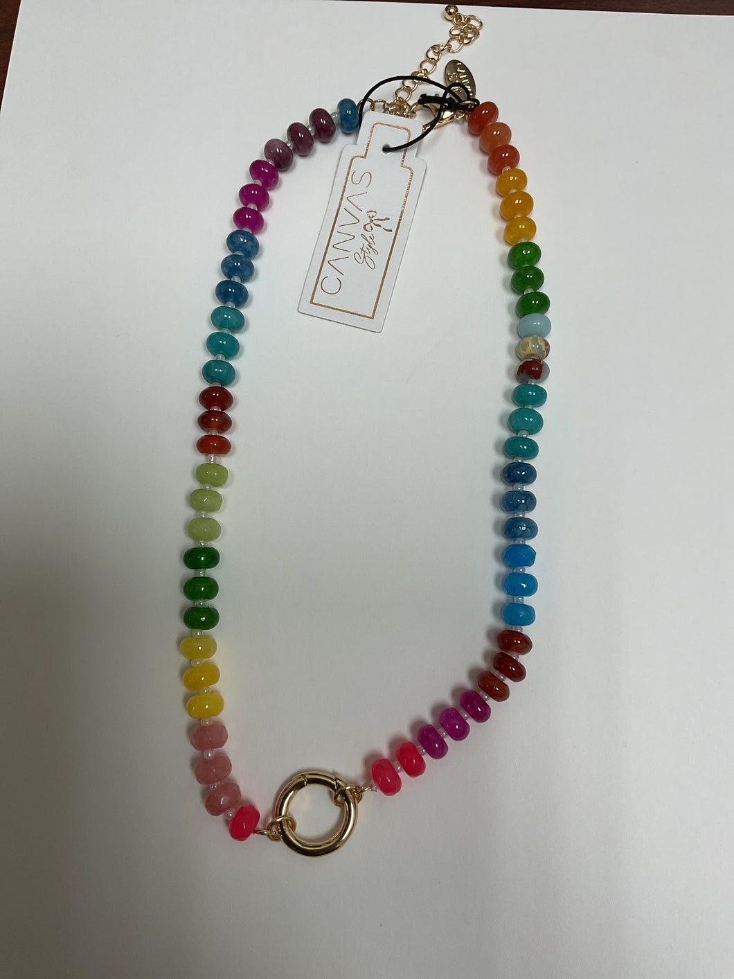 Lucy Gemstone Beaded Necklace Rainbow
