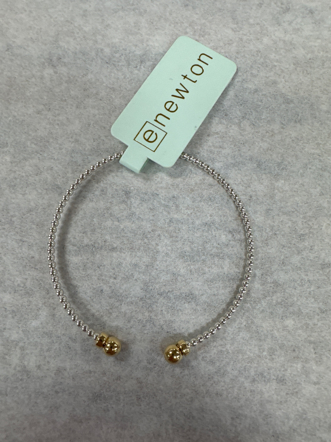 Classic Sterling Mixed Metal 2mm Bead Cuff Gold