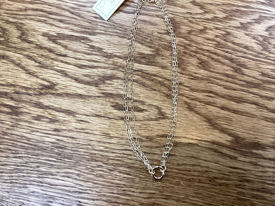 Celia 3 Row Dainty Charm Necklace Gold