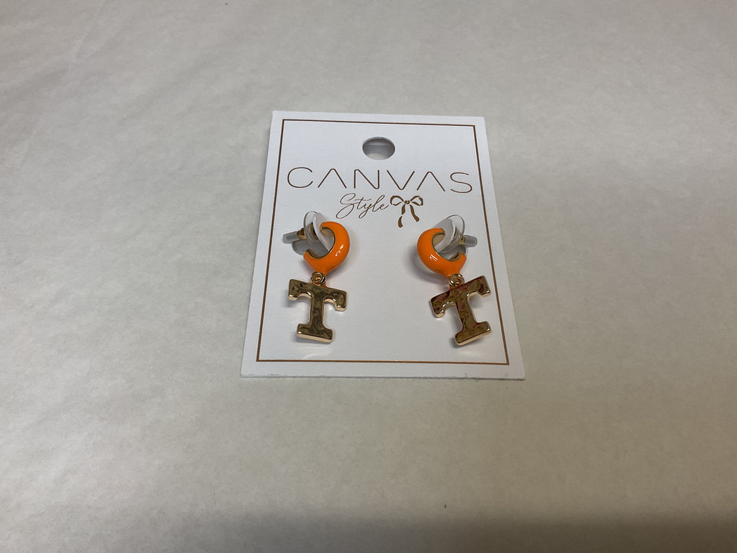 Tennessee Vols Logo Huggie Hoop Earrings in Orange