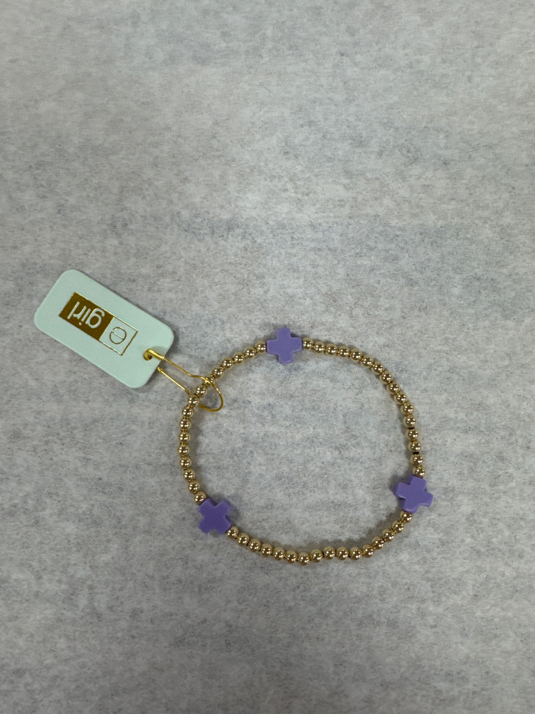 egirl Signature Cross Gold Pattern 3mm Bead Bracelet Purple