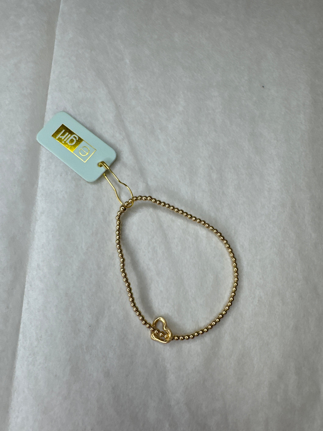 egirl Classic Gold 2mm Bead Bracelet Love Small Gold Charm
