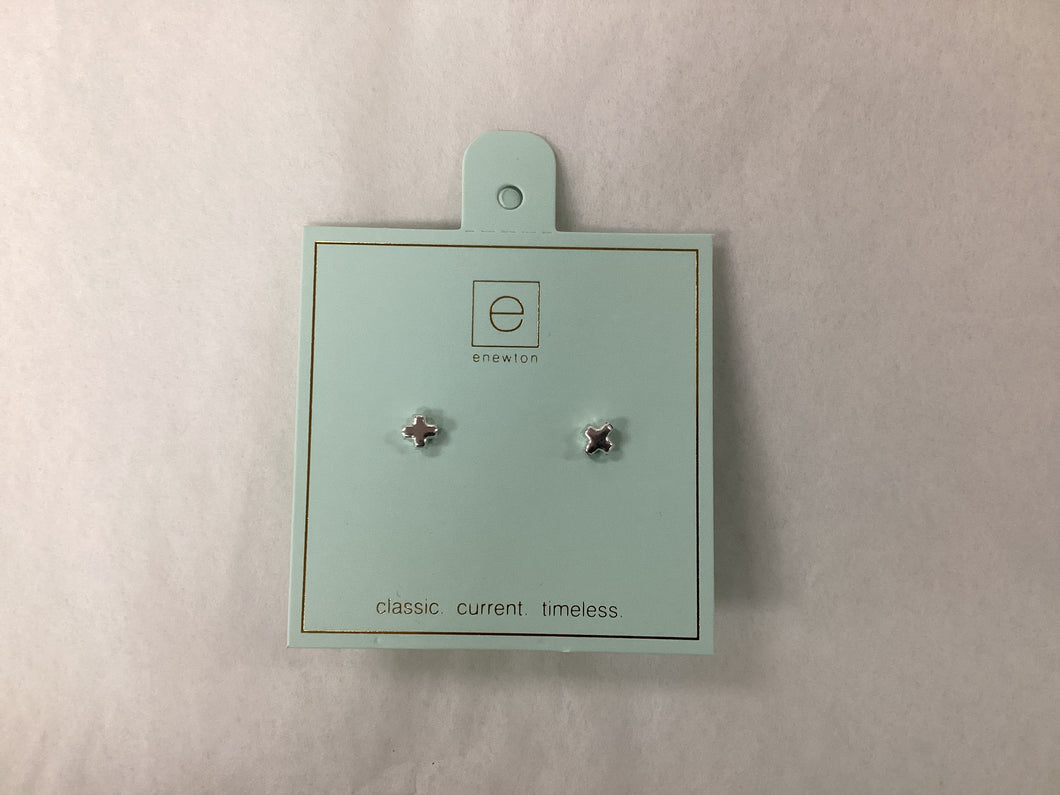 E Newton Signature Cross Small Sterling Studs