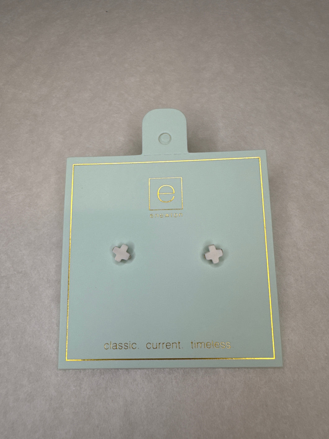 Signature Cross Small Stud Off-White