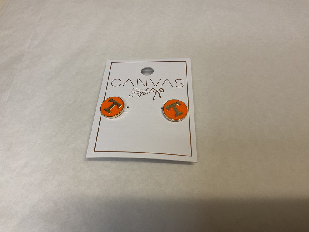 Tennessee Vols Logo Circle Stud Earrings
