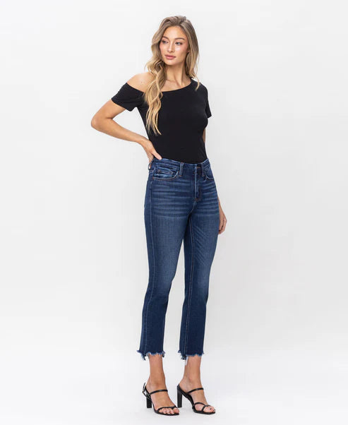 Flying Monkey High Rise Crop Slim Dark Jean