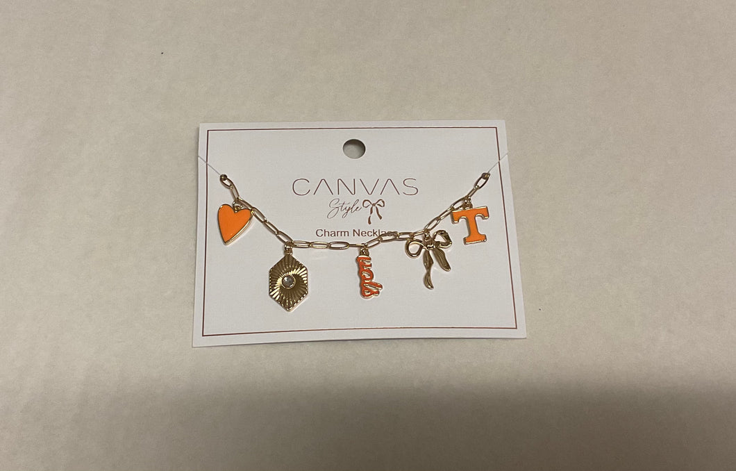 Paper Clip Charm Collector Necklace in Shiny Gold Gamedayk