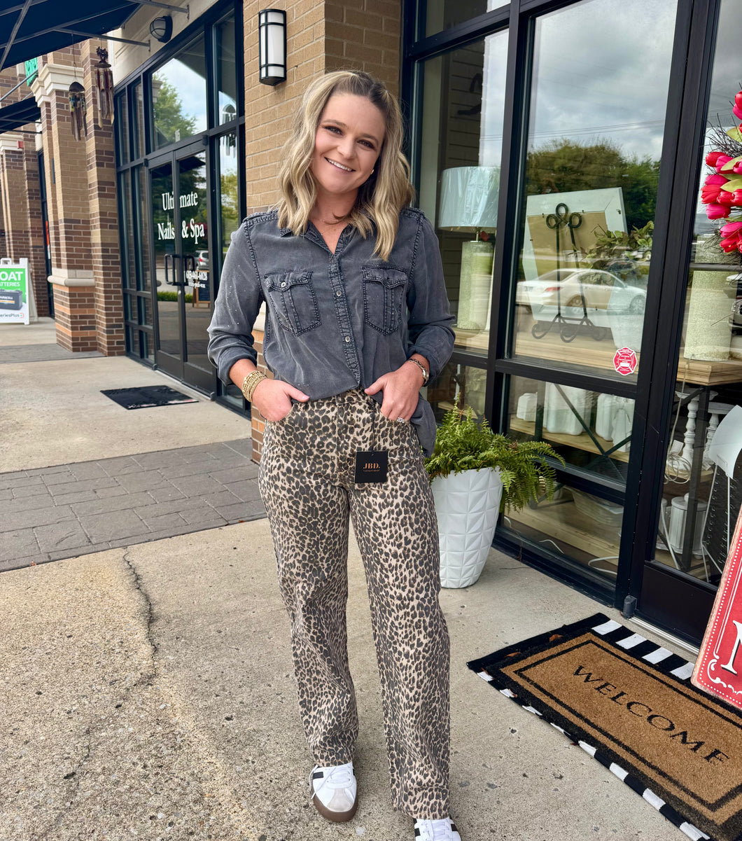 HR Vintage Straight Leopard Jean