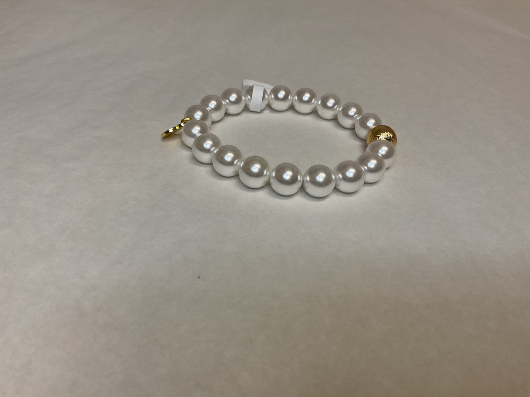 White Pearl Mala Beaded Bracelet