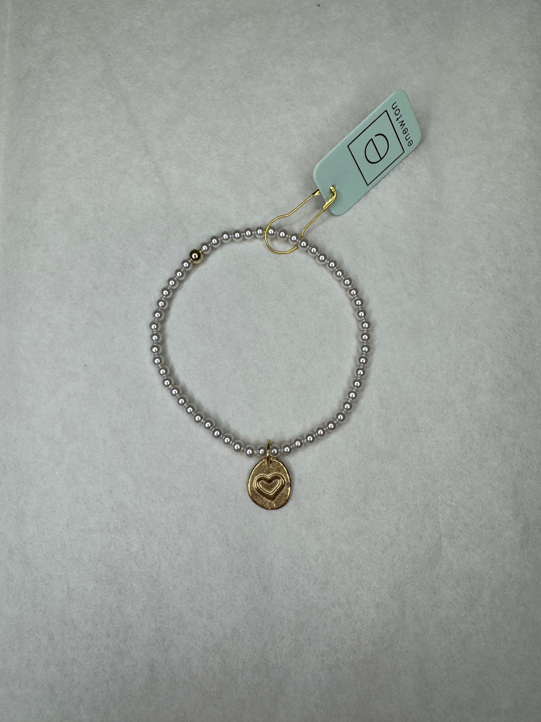 Classic Pearl 3mm Bead Bracelet Inspire Love Small Gold Charm