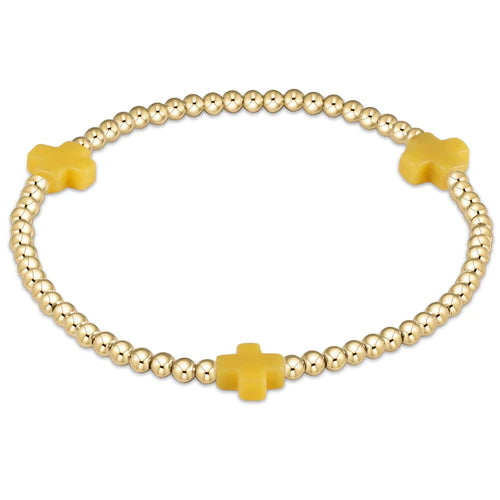 E Newton Signature Cross 3mm Bead (Canary) Bracelet