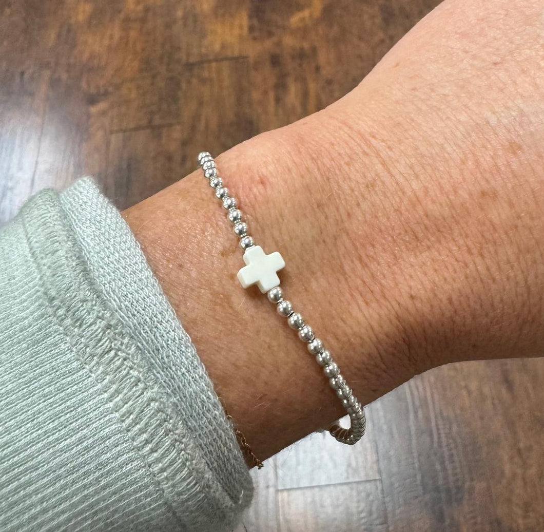 E Newton Extends Signature Cross Sterling Off White Bracelet