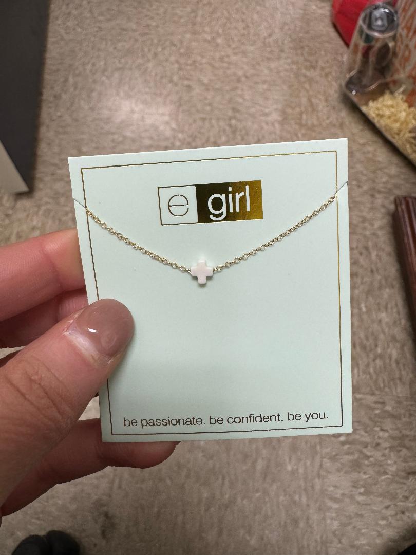 egirl Small Off White Cross Necklace