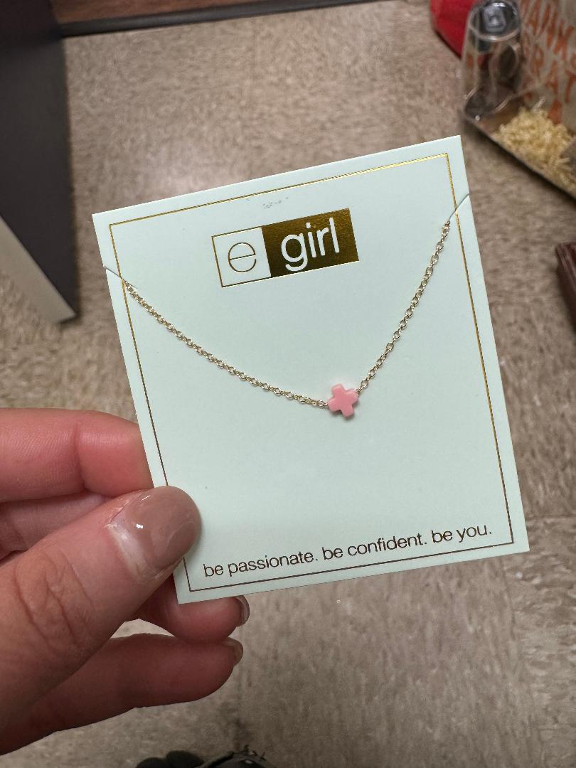 egirl Small Pink Cross Necklace