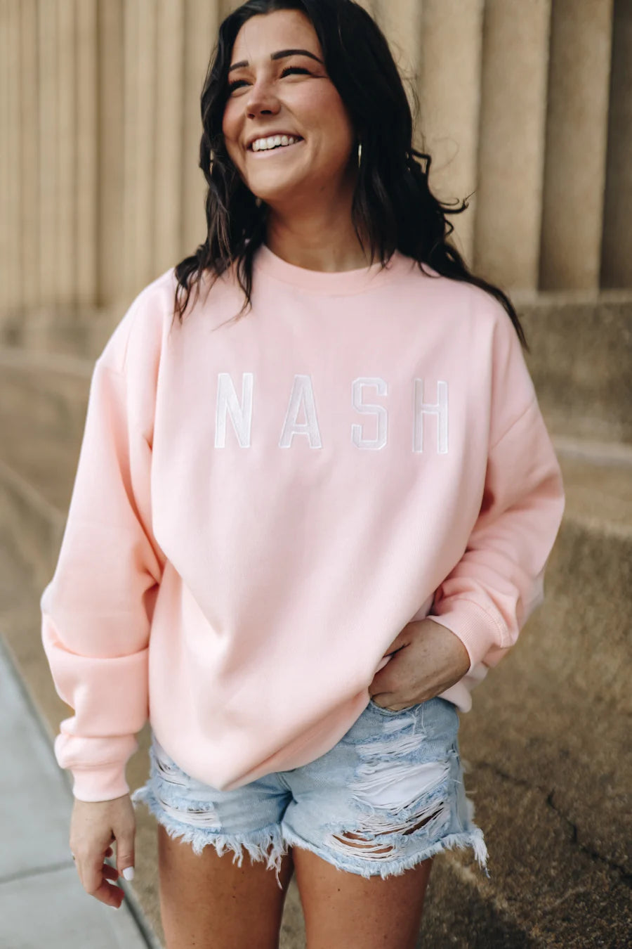 Embroidered NASH Crewneck Rose