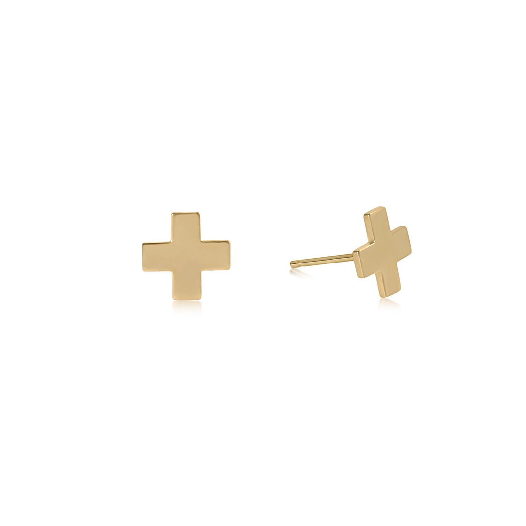 E Newton Signature Gold Cross Stud - Red Tulip Gifts