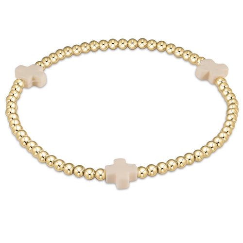 ENewton Signature Cross Gold 3mm Bracelet-Off White - Red Tulip Gifts