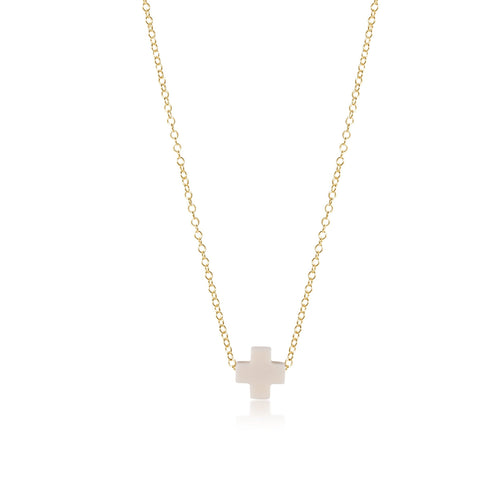 E Newton Signature Cross Necklace-Off White - Red Tulip Gifts