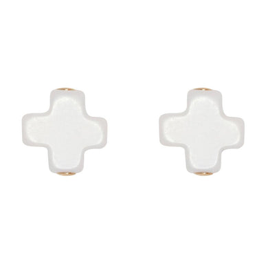 E Newton Signature Cross Stud-Off White - Red Tulip Gifts