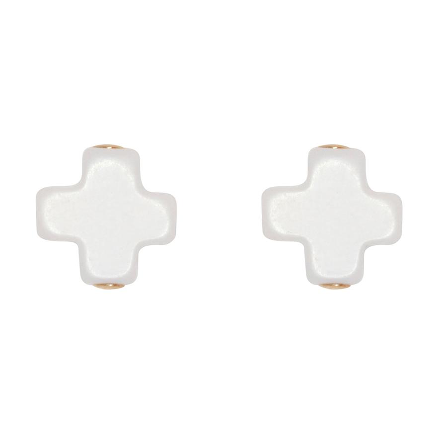 E Newton Signature Cross Stud-Off White - Red Tulip Gifts