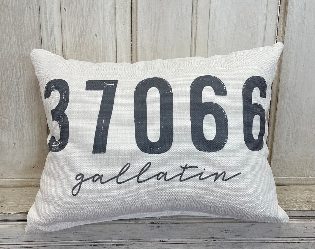 Grey Zip Code Pillow - Red Tulip Gifts